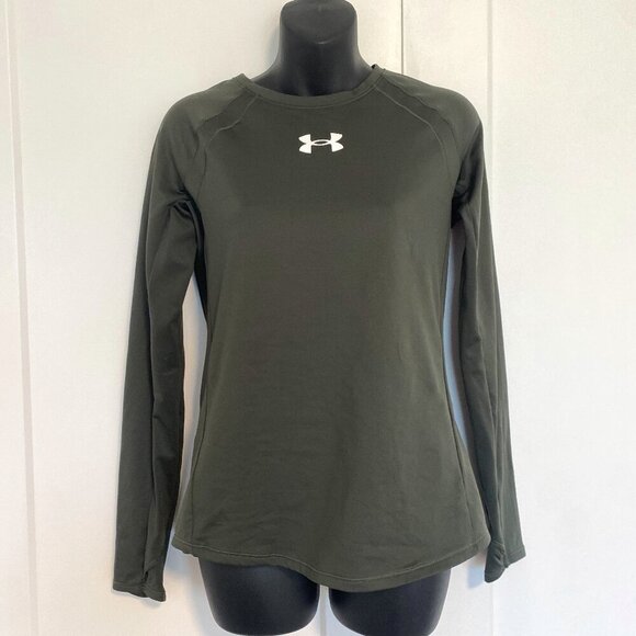 Under Armour Long Sleeve Shirt Active Top Pullover Fitted Green 8007 Size Small - Picture 1 of 6